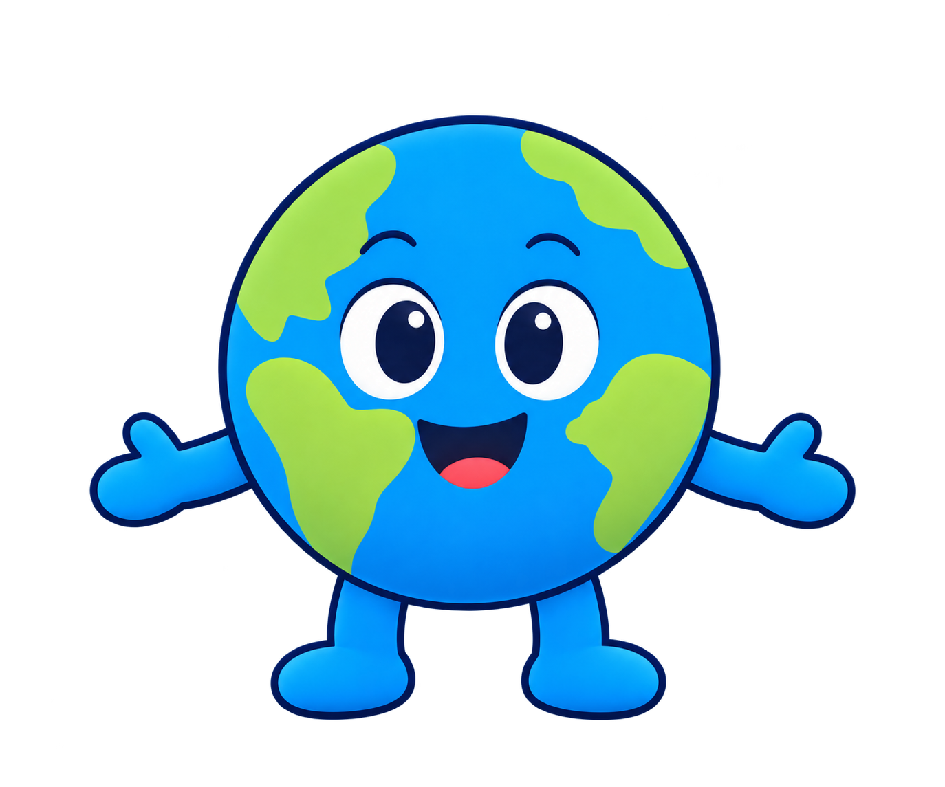 Glo, a smiling blue-and-green globe.