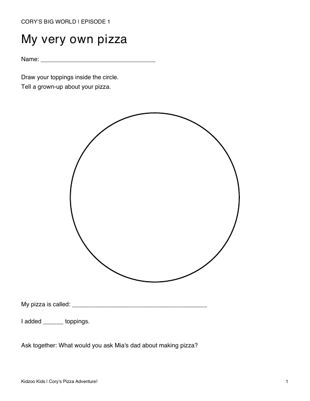 Printable worksheet preview: My very own pizza